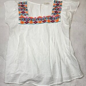 Blu Pepper size 1XL White Cap Sleeve Embellished Blouse